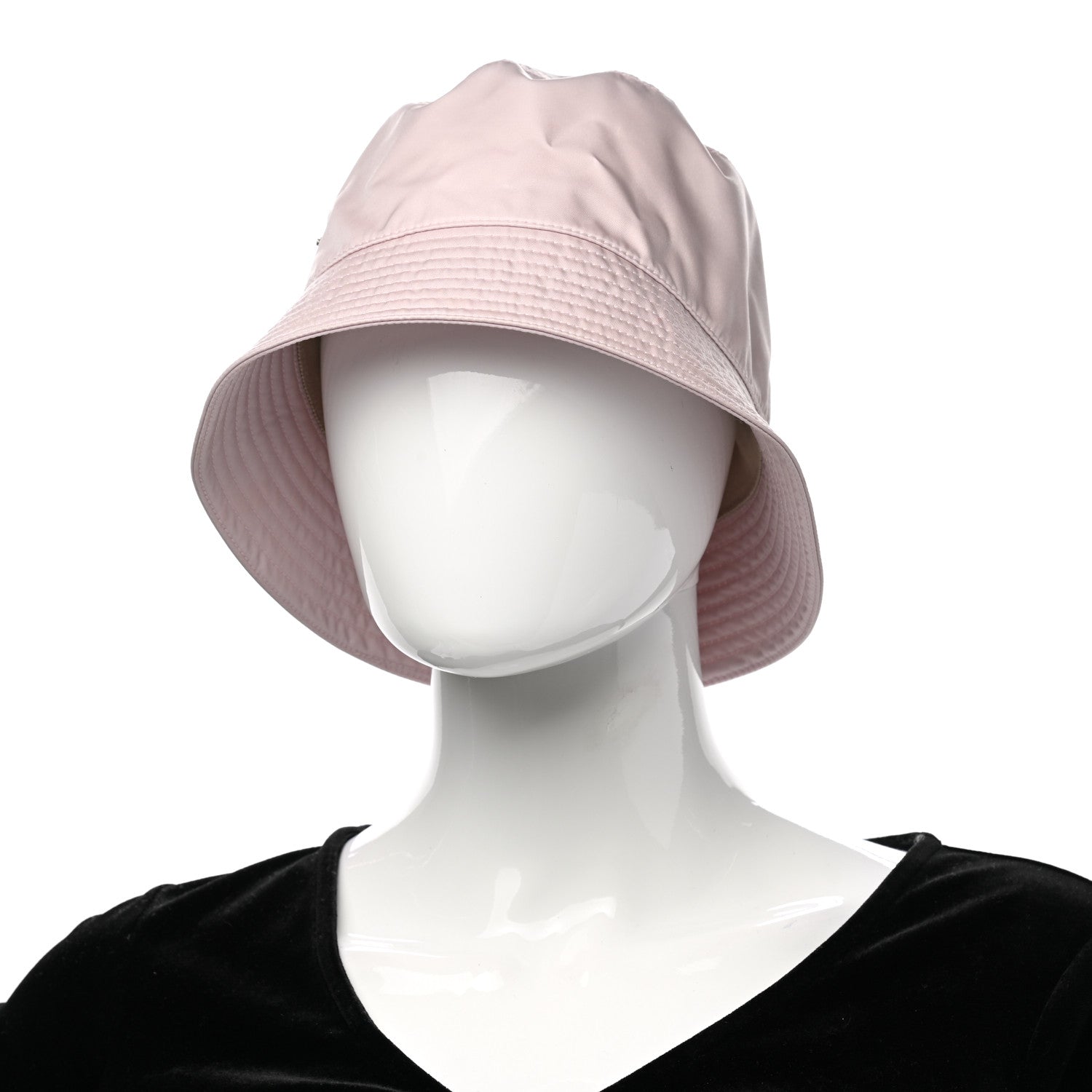 Prada Re-Nylon Metal Triangle Logo Womens Bucket Hat S Alabastro 3 of 9