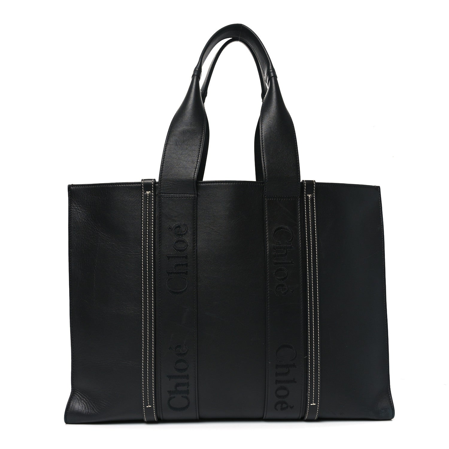 Chloe Calfskin Large Woody Tote Black 1 of 12