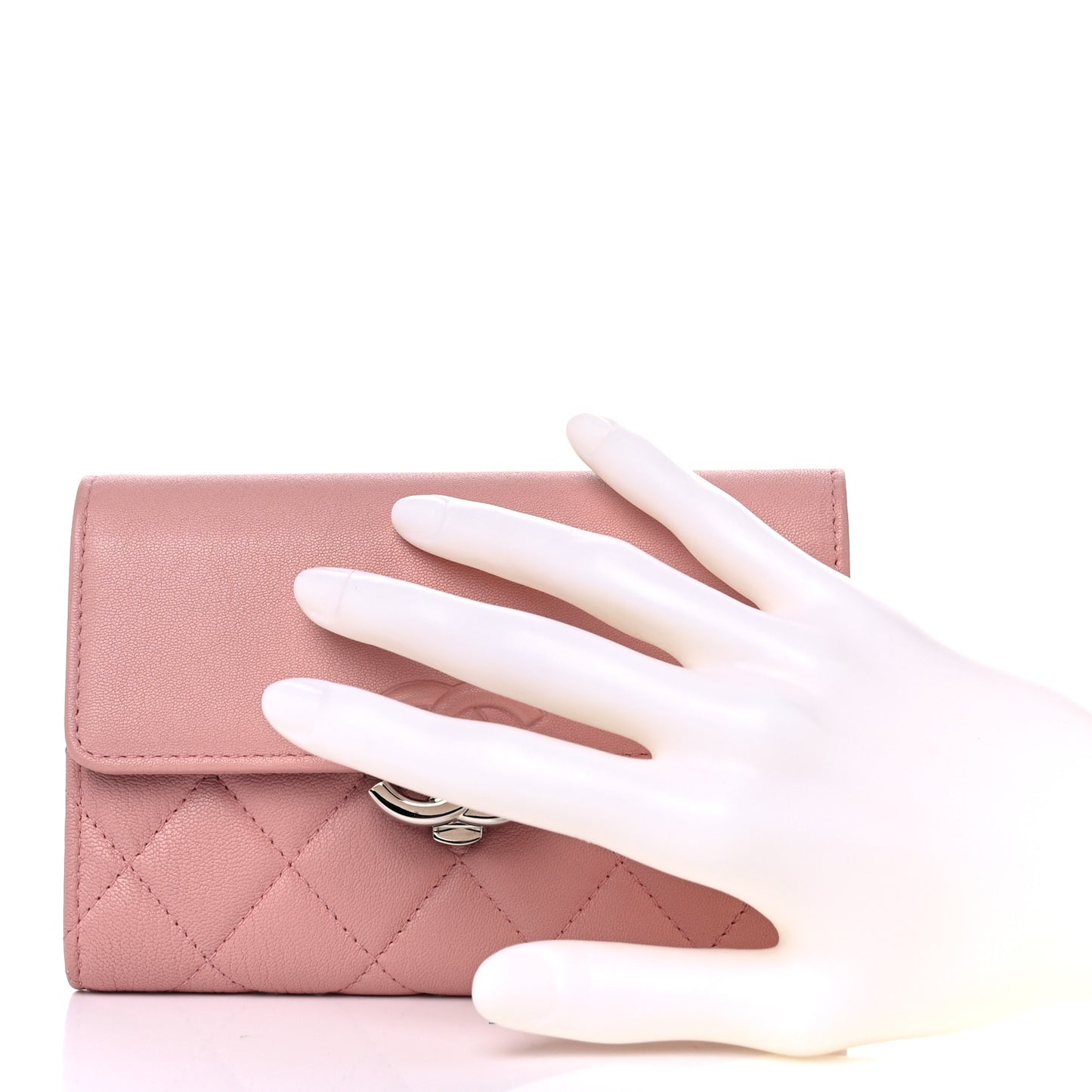 Lambskin Quilted CC Box Flap Wallet Light Pink