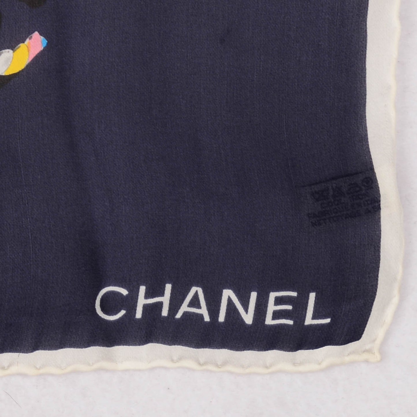 Silk CC Pocket Square Scarf Navy Blue