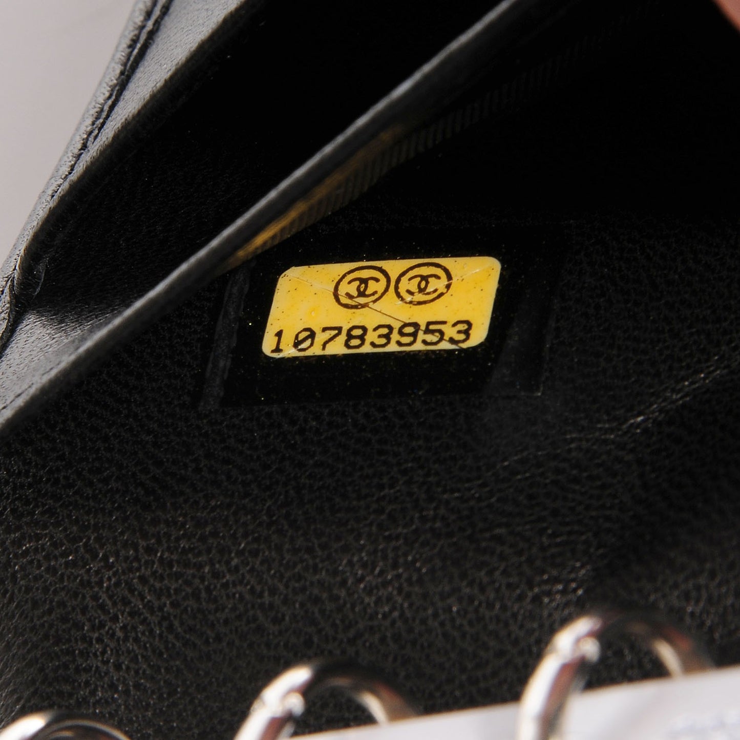Lambskin Vertical Quilt Mademoiselle Small Ring Agenda Planner Black