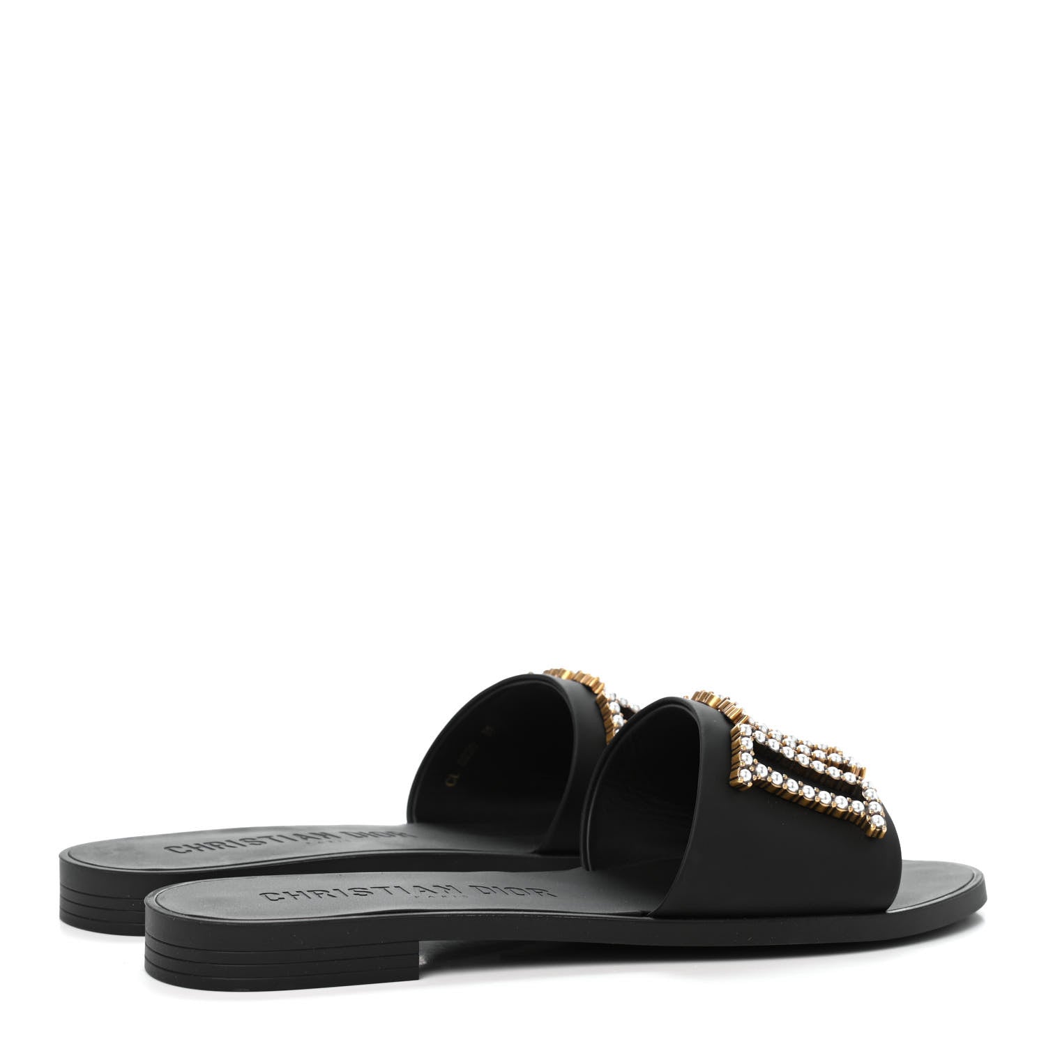 Christian Dior Matte Calfskin Pearl Dio(r)evolution Slide Sandals 39 Black 4 of 10