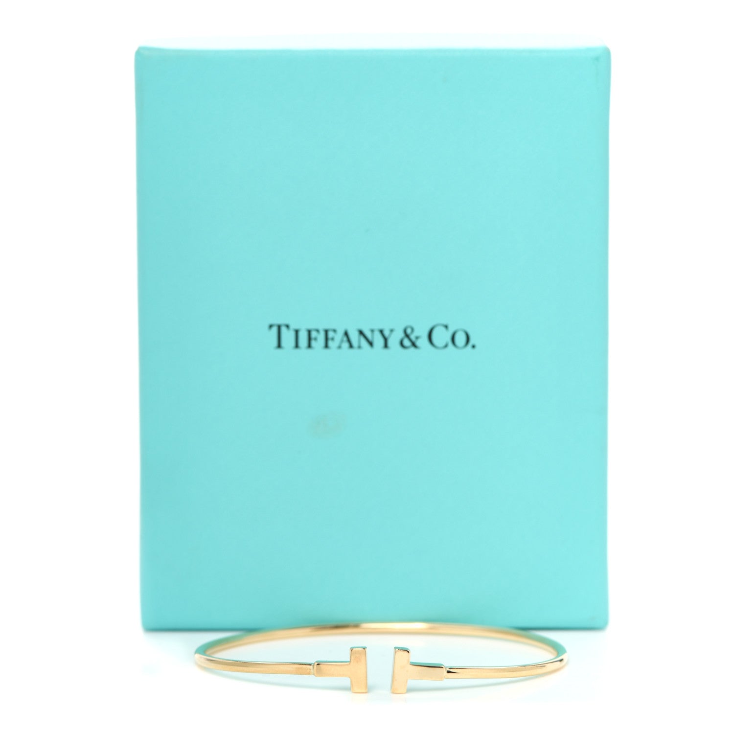 Tiffany 18K Yellow Gold Narrow T Wire Bracelet 5 of 5