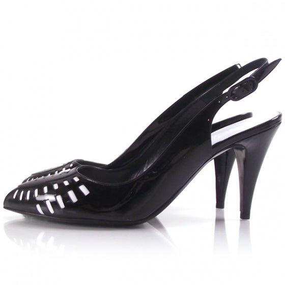 Chanel Patent Pointed Toe Sling Backs 2 of 8