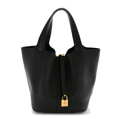 Hermes Taurillon Clemence Picotin Lock 22 MM Black 1 of 10