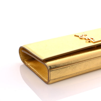 Saint Laurent Metallic Textured Calfskin Classic Monogram Cassandre Clutch Gold 8 of 11