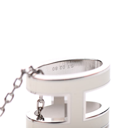 Hermes Lacquered Palladium Pop H Pendant Necklace White 6 of 7