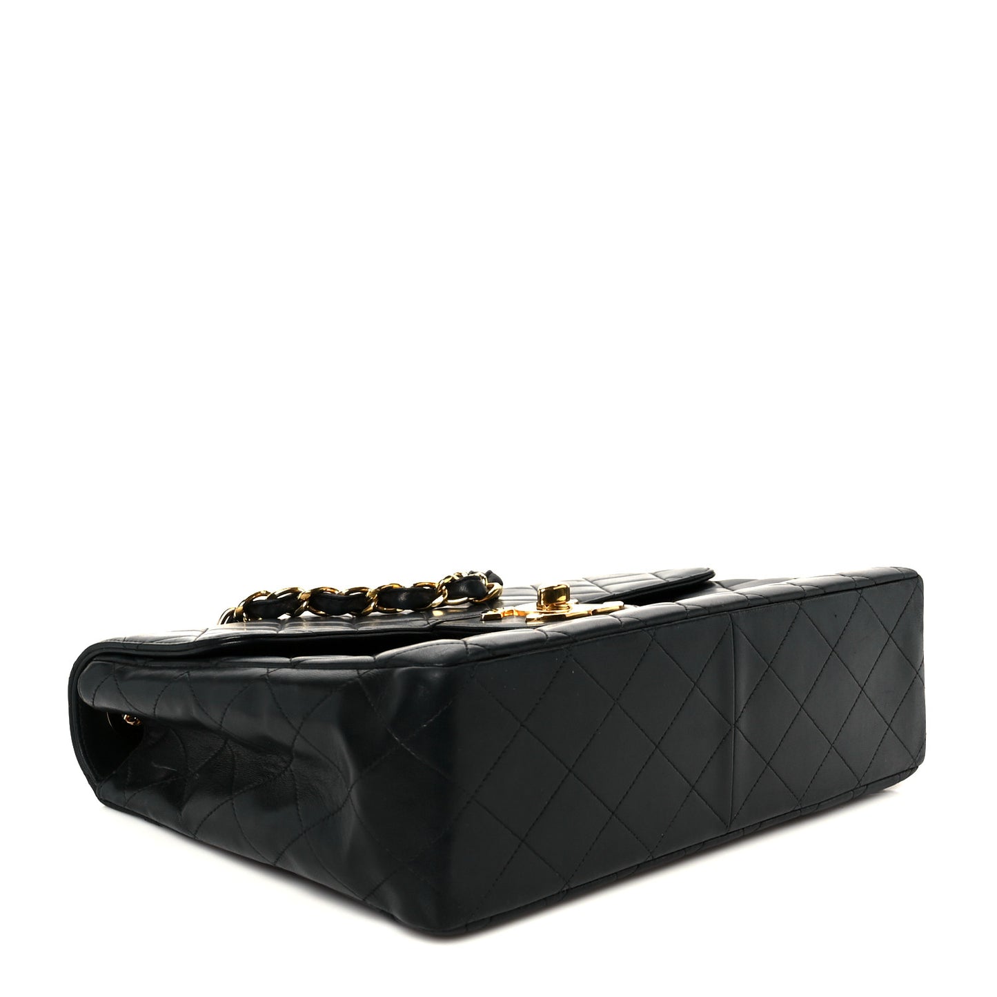 Lambskin Quilted XL Jumbo Single Flap Black