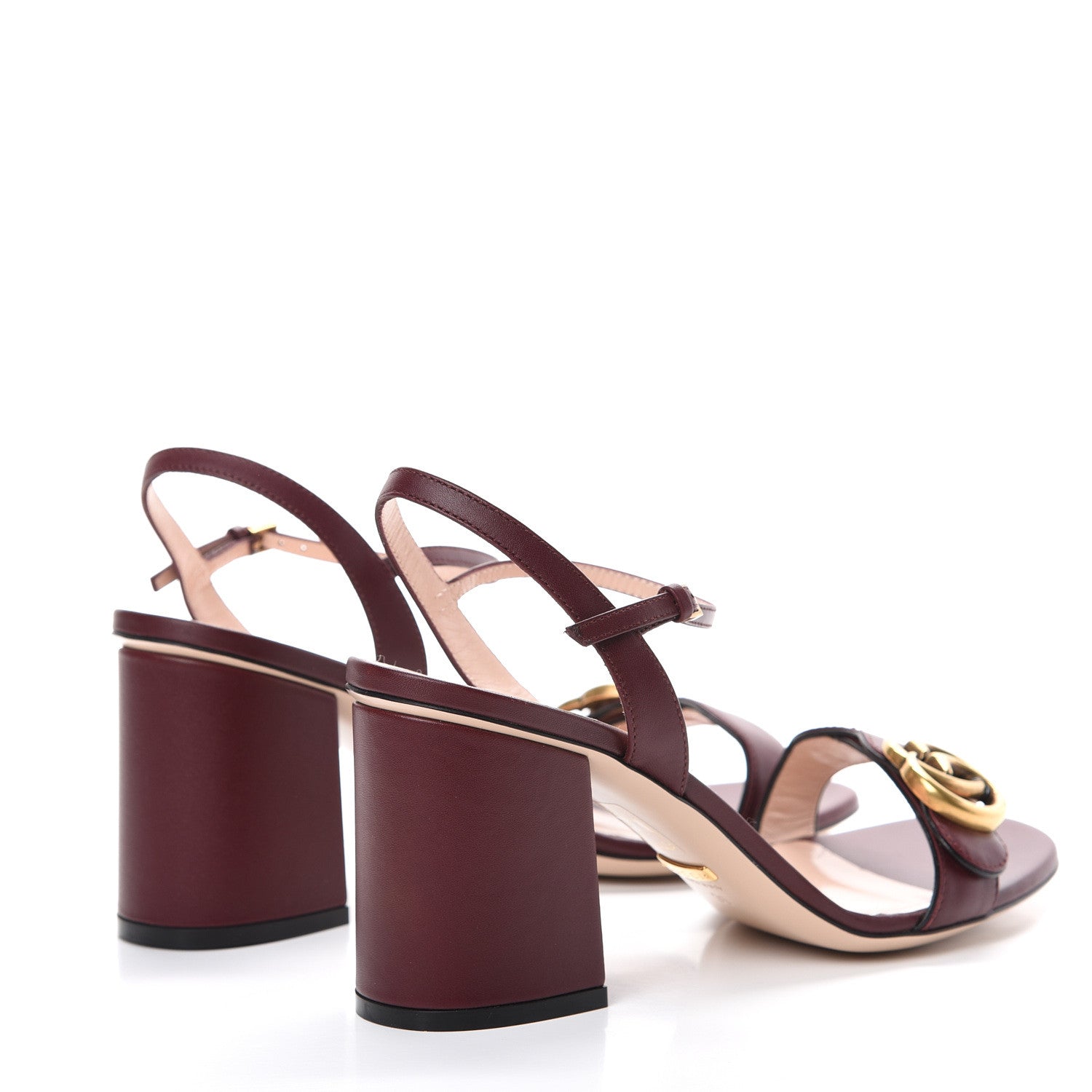 Gucci Lifford Calfskin GG Marmont Ankle Wrap 75mm Sandals 39 Vintage Bordeaux 4 of 11