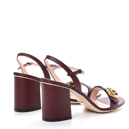 Gucci Lifford Calfskin GG Marmont Ankle Wrap 75mm Sandals 39 Vintage Bordeaux 4 of 11