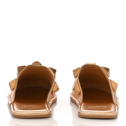 Valentino Garavani Metallic Nappa Roman Stud Slippers 36.5 Antique Brass 7 of 11