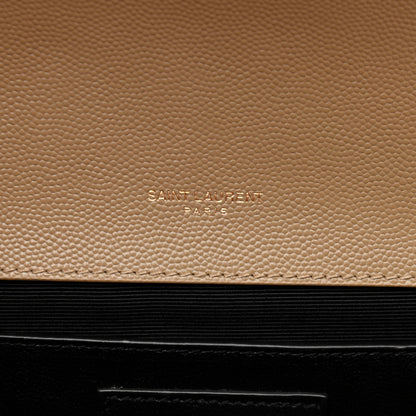 Saint Laurent Grain De Poudre Textured Mixed Matelasse Medium Triquilt Monogram Satchel Dark Latte 7 of 11