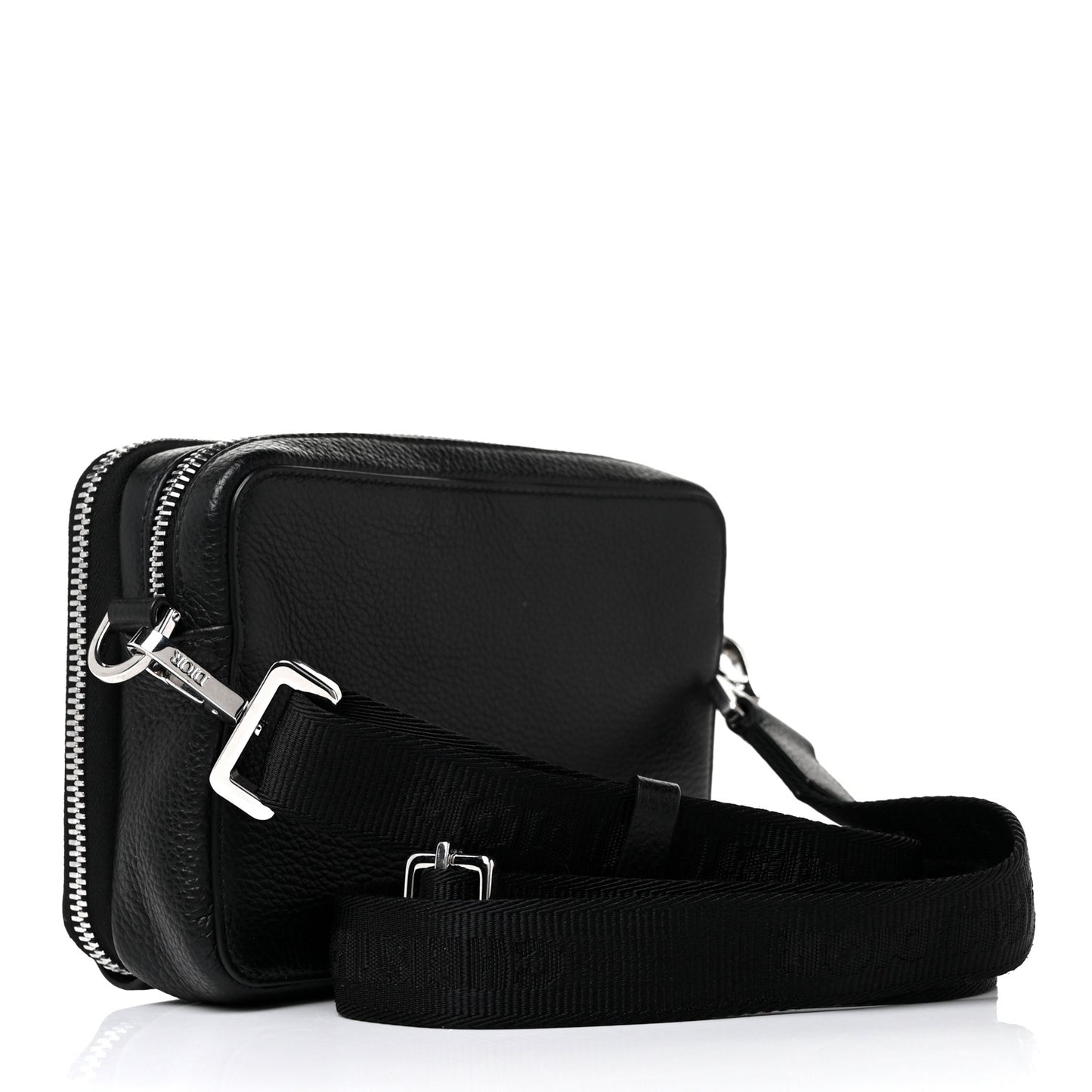 X SHAWN STUSSY Grained Calfskin Double Zip Crossbody Pouch Black