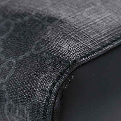 Gucci GG Supreme Monogram Appia Calfskin Web Flat Messenger Bag Black Grey 12 of 13