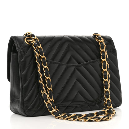 Chanel Lambskin Chevron Quilted Small Double Flap Black 3 of 14