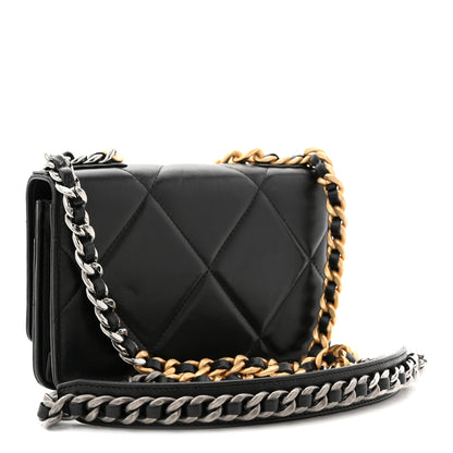 Chanel Lambskin Quilted Chanel 19 Wallet On Chain WOC Black 4 of 29