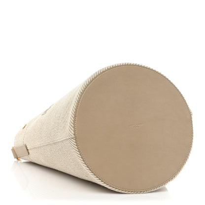 Saint Laurent Diagonal Canvas Calfskin Rive Gauche Bucket Bag Beige 5 of 10