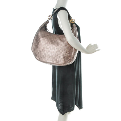 Gucci Metallic Guccissima Large GG Twins Hobo Mauve 2 of 7