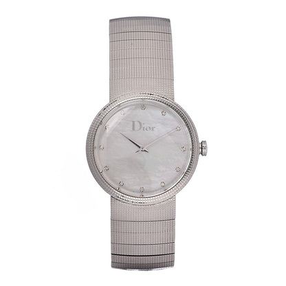 Christian Dior Stainless Steel Diamond Mother of Pearl 33mm La D De Dior Quartz Watch 1 of 10