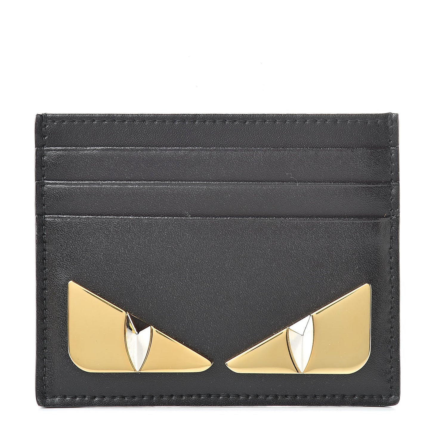 Vitello Liberty Lucido Metal Monster Eyes Card Holder Black Gold