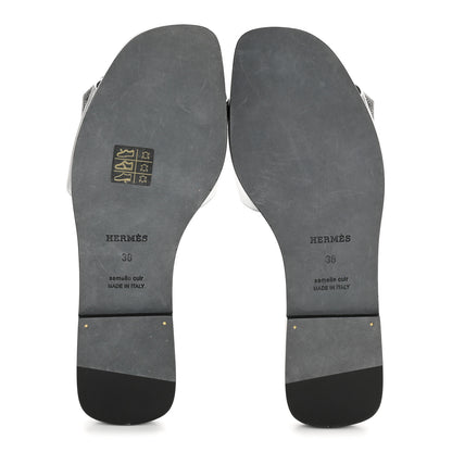 Hermes Epsom View Sandals 38 Argent 6 of 9