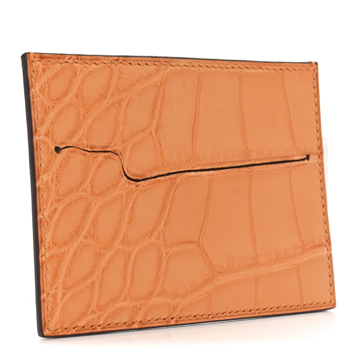 Hermes Matte Alligator Petit H Card Case Orange Caramel 3 of 7