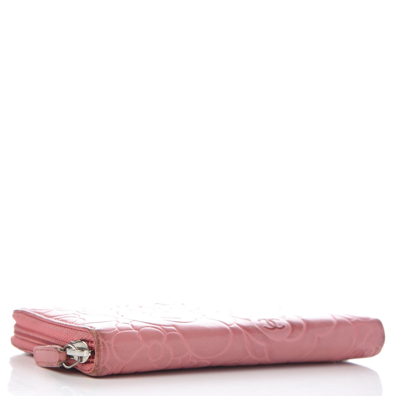 Chanel Lambskin Camellia Embossed Zip Around Large Gusset Wallet Pink 4 of 15