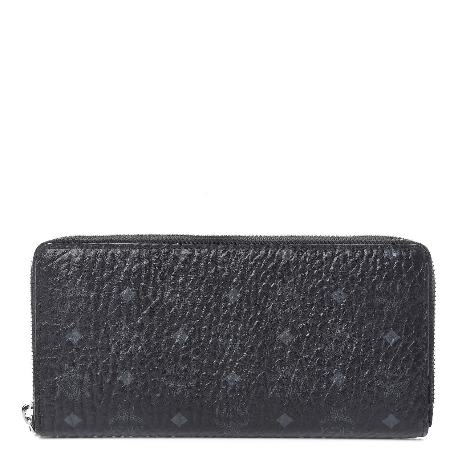MCM Visetos Large Zip Around Wallet Black 1 of 7