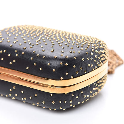 Alexander McQueen Nappa Studded Mini Queen and King Skull Box Chain Clutch Black Gold 10 of 10