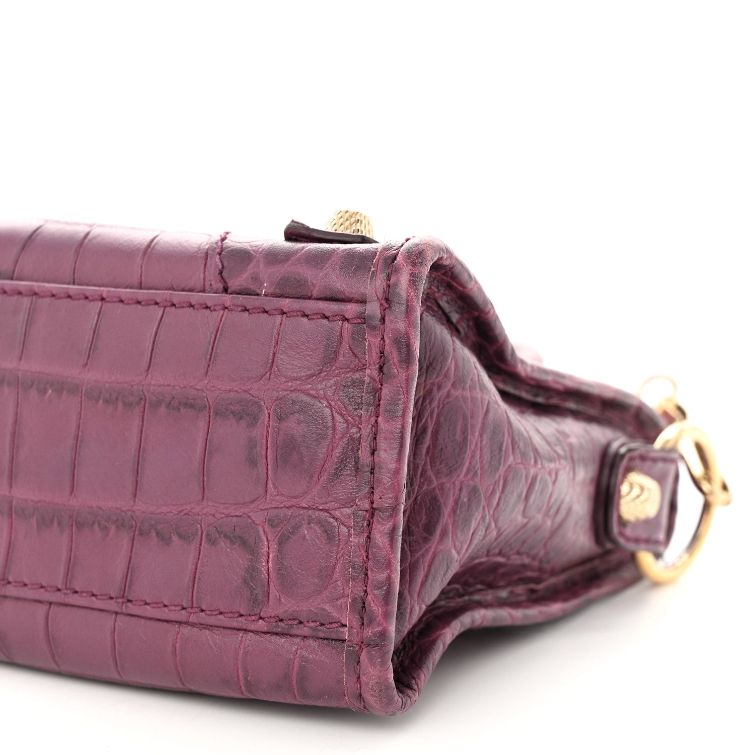 Balenciaga Calfskin Crocodile Embossed Giant 12 Gold Hardware Mini City Violet Prune 10 of 15