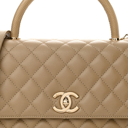Chanel Caviar Lizard Embossed Quilted Small Coco Handle Flap Dark Beige 7 of 9