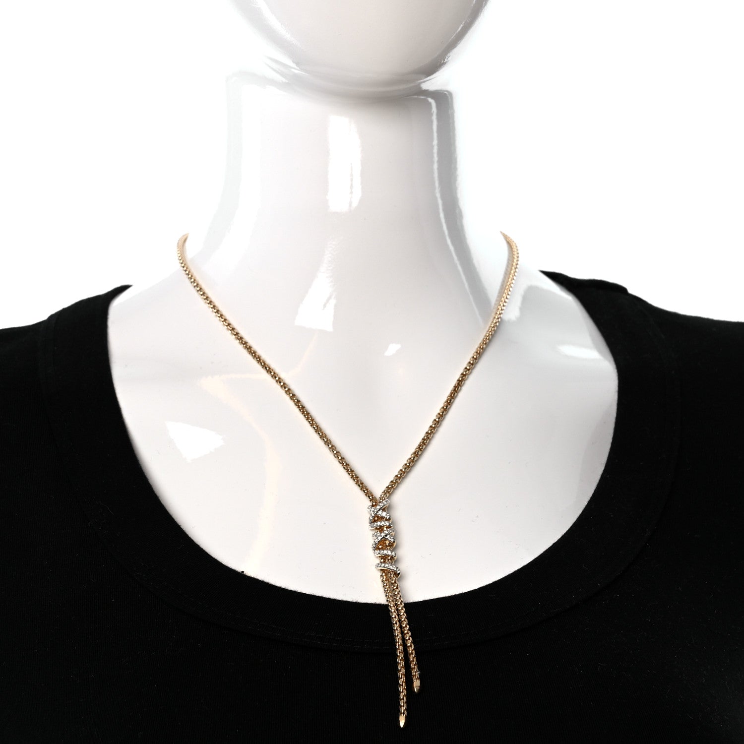David Yurman 18K Yellow Gold Diamond Helena Y Necklace 3 of 4