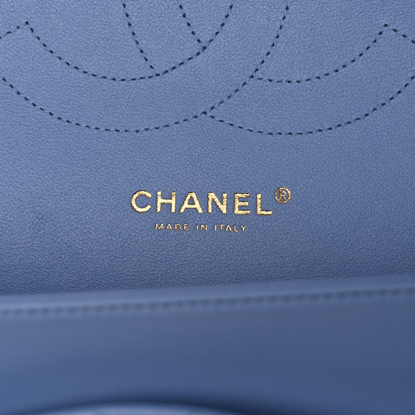 Lambskin Quilted Jumbo Double Flap Light Blue