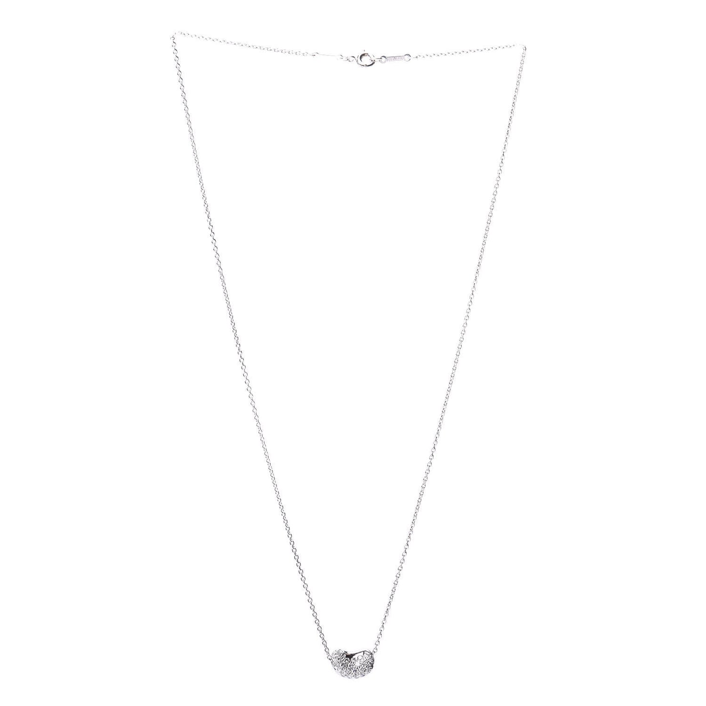 Platinum Diamond Elsa Peretti Bean Pendant Necklace