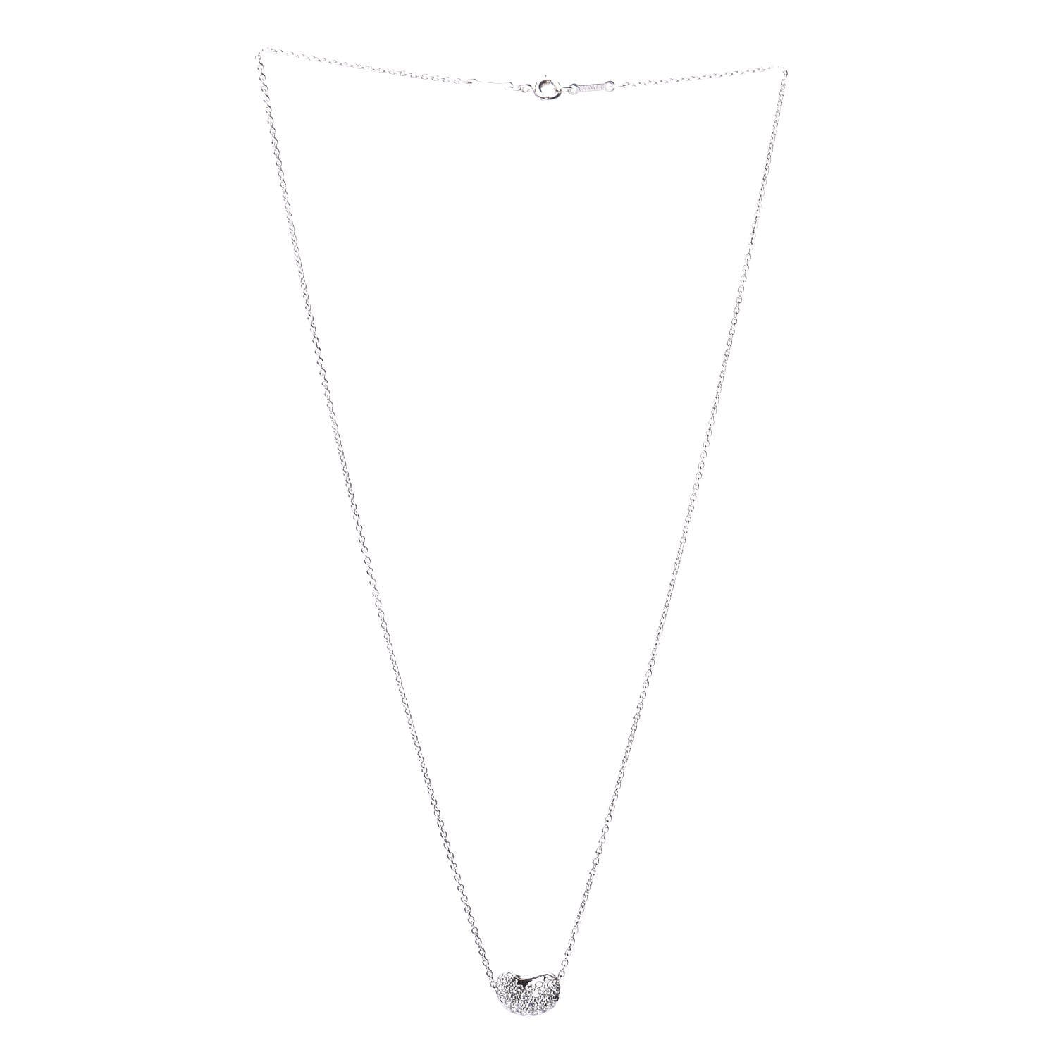 Tiffany Platinum Diamond Elsa Peretti Bean Pendant Necklace 3 of 6