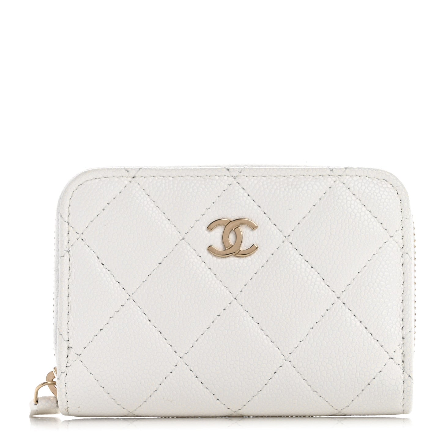 Caviar Quilted Zip Coin Purse White