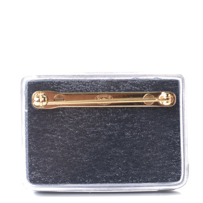Chanel Enamel Quilted Flap Bag Brooch Gold Green 3 of 5