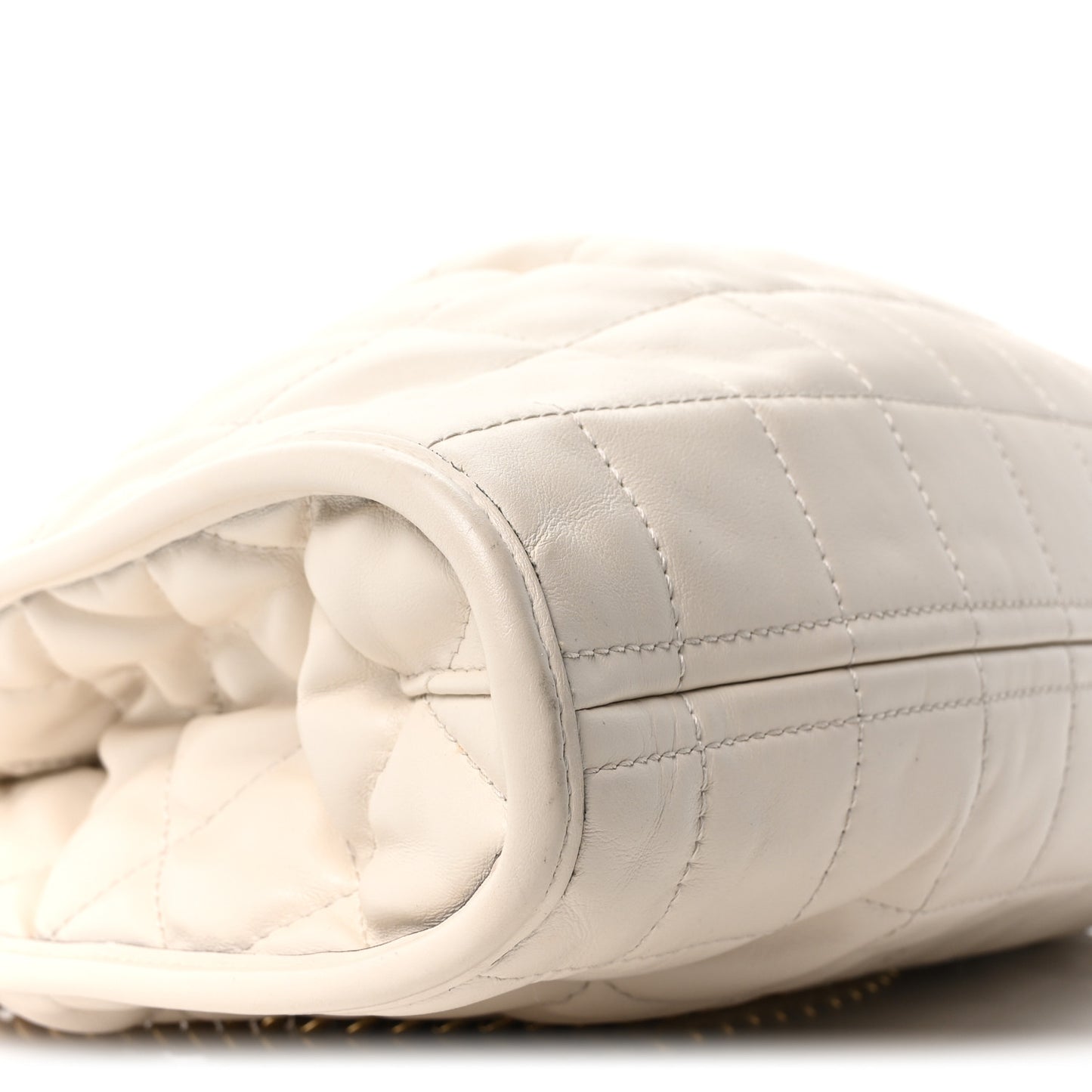 Calfskin Quilted Medium Deco Tote Bag Mystic White