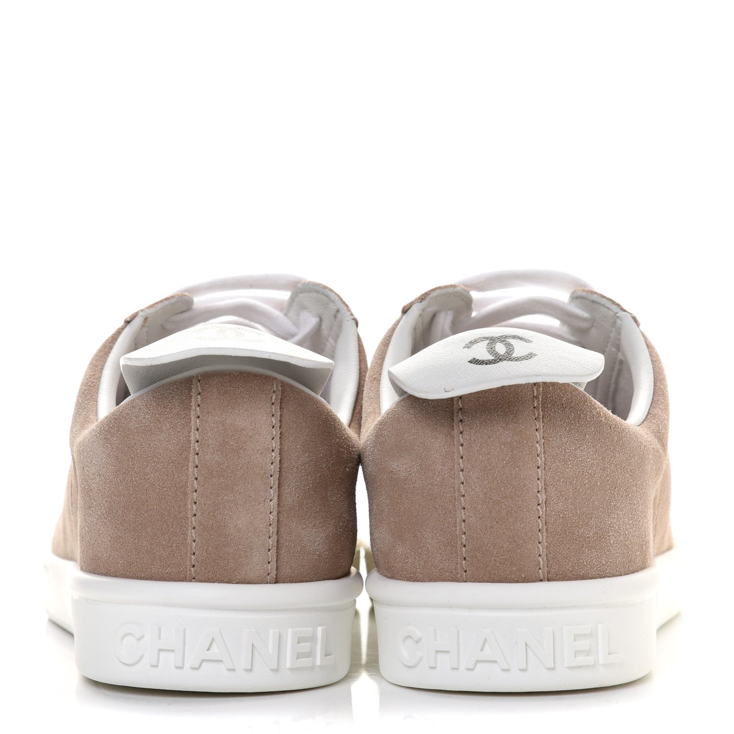 Suede Calfskin Womens Sneakers 38.5 Dark Beige