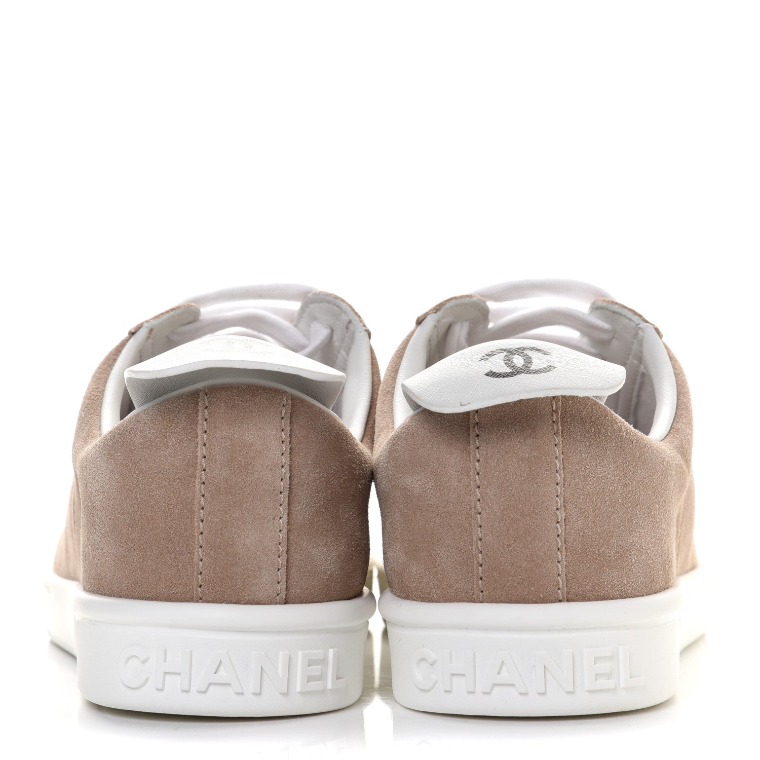Chanel Suede Calfskin Womens Sneakers 38.5 Dark Beige 5 of 10