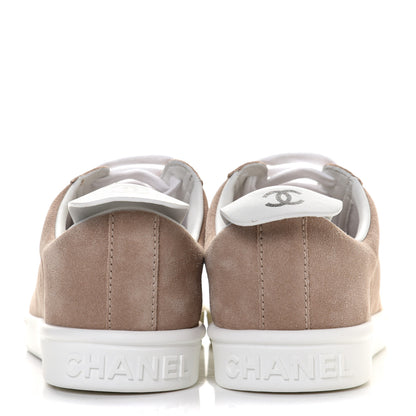 Chanel Suede Calfskin Womens Sneakers 38.5 Dark Beige 5 of 10