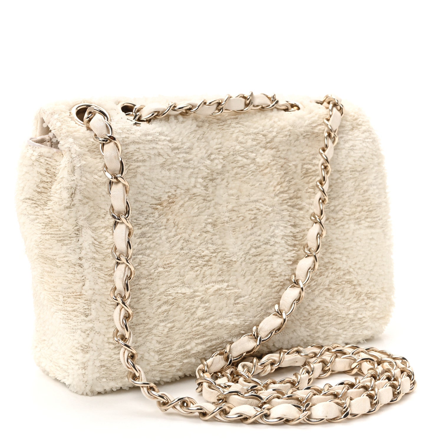 Chanel Sequin Small Single Flap White 3 of 10