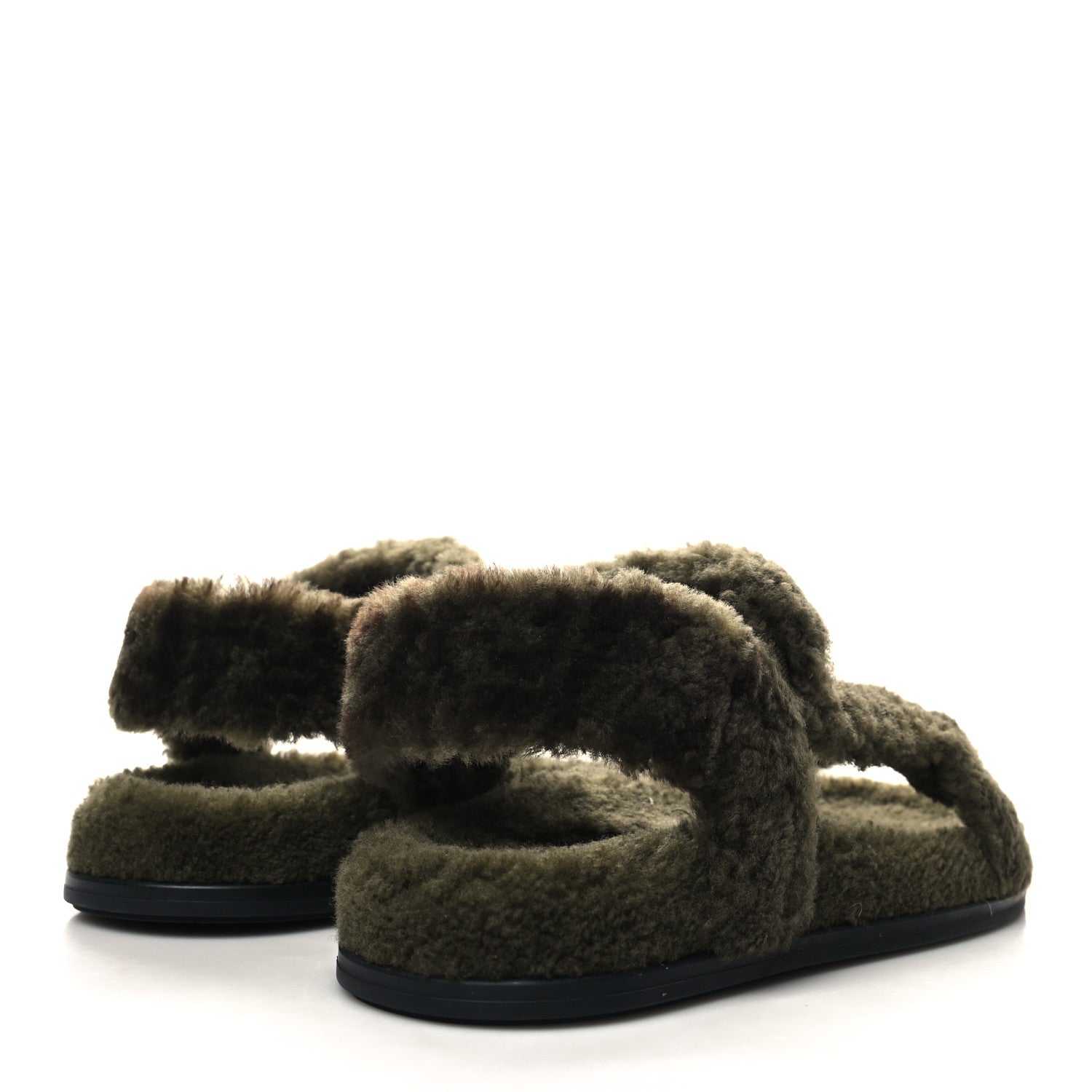 Fendi Shearling FF Fendi Feel Sandals 39 Illinois Military 4 of 8
