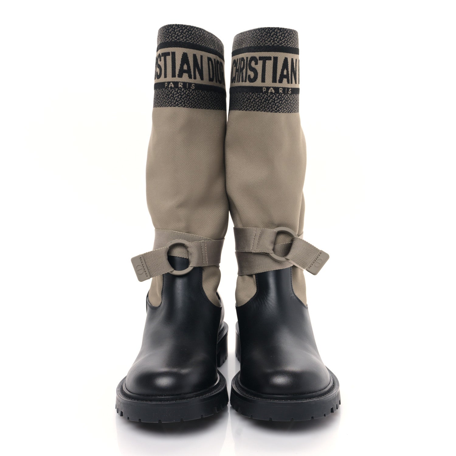 Christian Dior Technical Fabric Calfskin D-Major Boots 37 Taupe Black 2 of 8