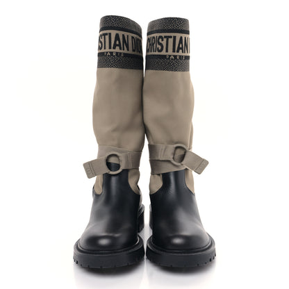Christian Dior Technical Fabric Calfskin D-Major Boots 37 Taupe Black 2 of 8