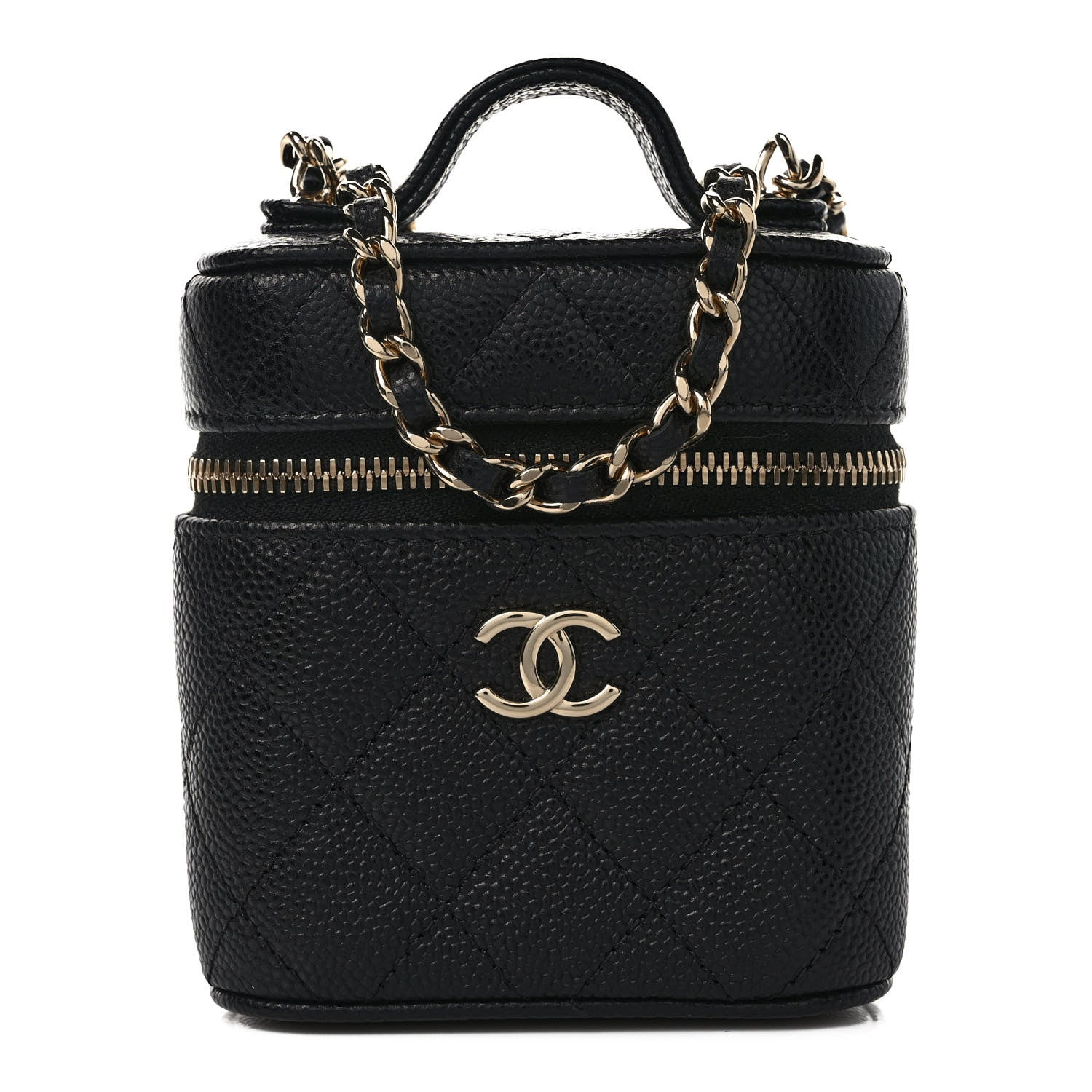 Chanel Caviar Quilted Small Handle With Care Vanity Case With Chain Black 1 of 10