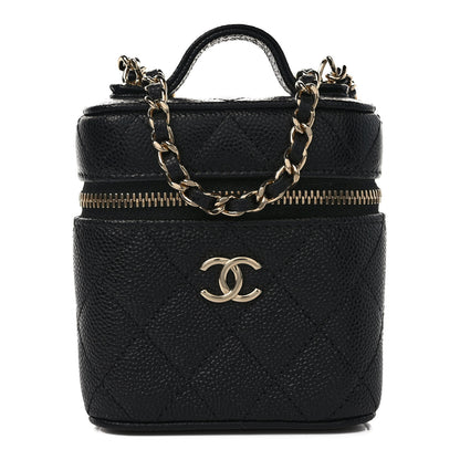 Chanel Caviar Quilted Small Handle With Care Vanity Case With Chain Black 1 of 10
