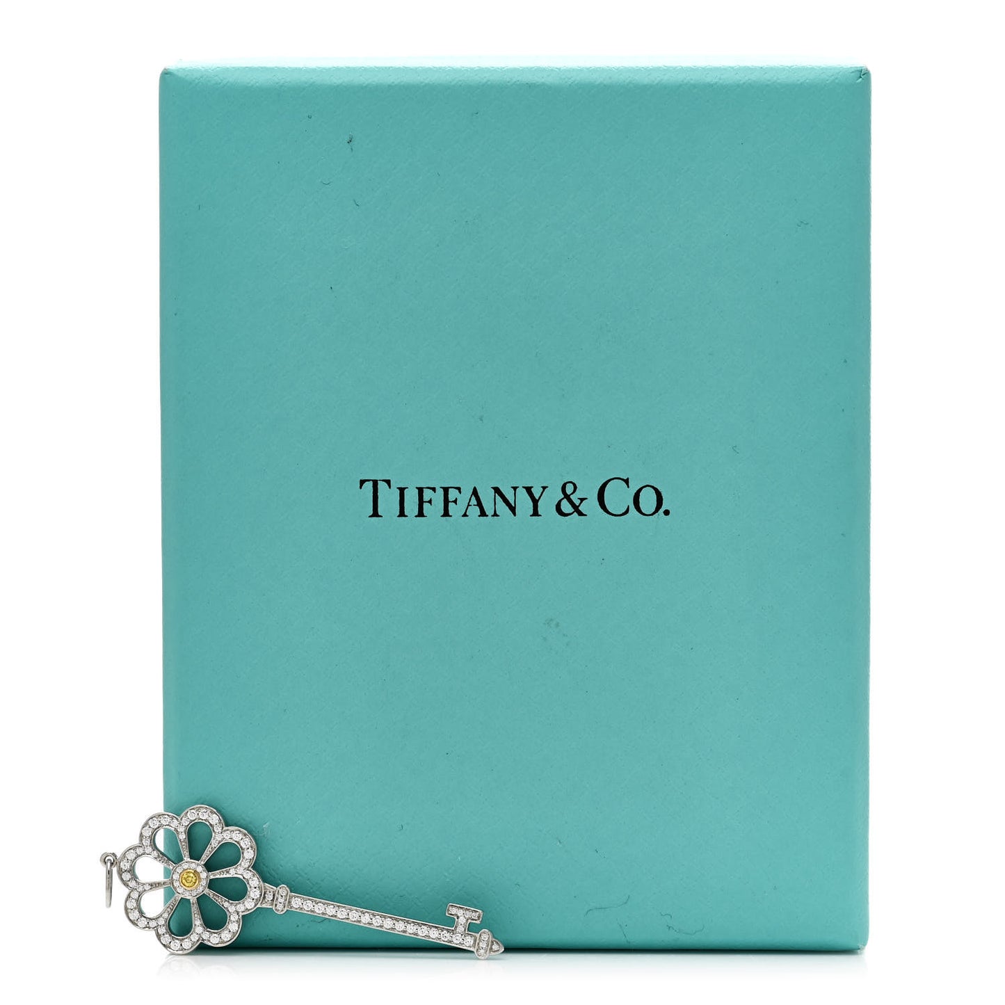 Platinum 18K Yellow Gold Yellow Diamond Bloom Key Pendant