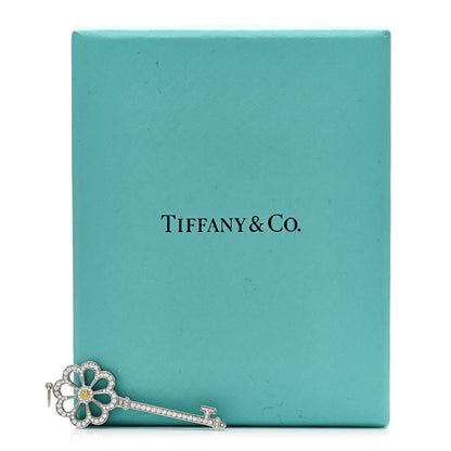 Tiffany Platinum 18K Yellow Gold Yellow Diamond Bloom Key Pendant 5 of 5
