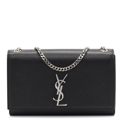 Saint Laurent Grain De Poudre Medium Classic Monogram Kate Satchel Black 1 of 12